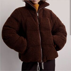 Varley‎ Brown Sherpa Puffer Jacket Fleece Teddy Coat XXS RN150115